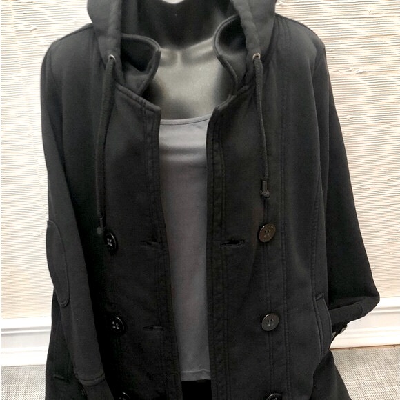 ESPRIT FITTED BLACK PEA-COAT STYLE HOODED JACKET - Picture 7 of 16